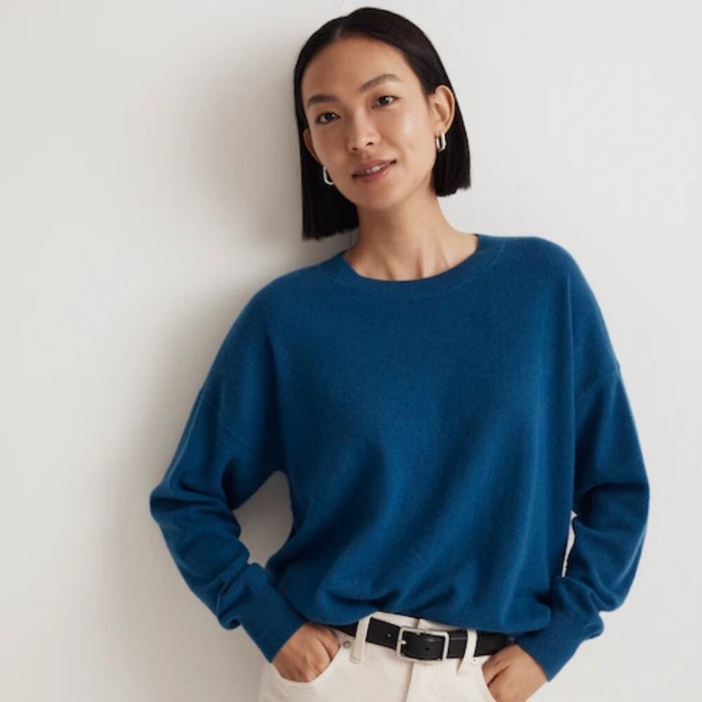 Madewell Blue Cashmere Crewneck Sweater Sz M